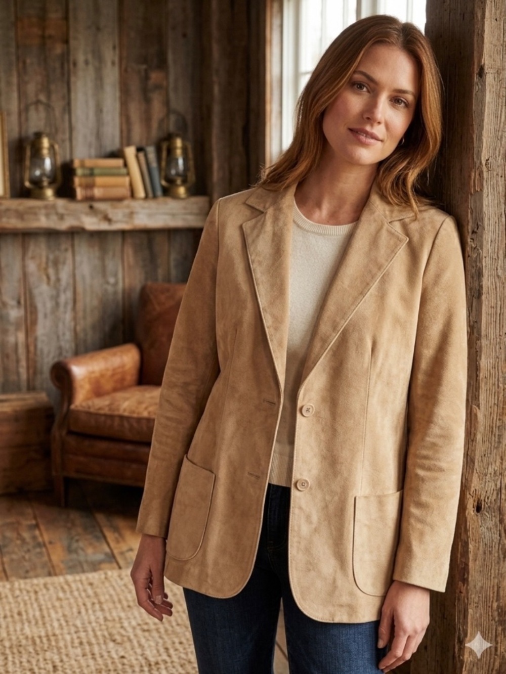 VTG Samuel Robert by Peter Hatsi Androu Tan Suede Blazer 10 Academia 70’s Retro